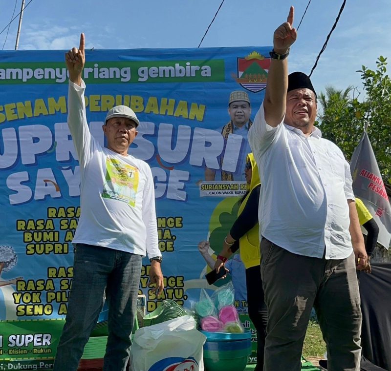 Kampanye SUPER, Supriyanto-Suriansyah Ajak Warga Senam Gembira di Pesawaran