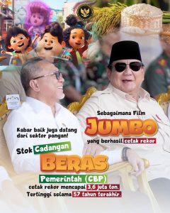 Seperti Film Jumbo, Pemerintah Prabowo Cetak Rekor Cadangan Beras Tertinggi dalam 57 Tahun